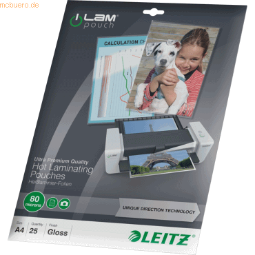 Leitz Laminiertaschen iLAM A4 80mic glänzend VE=25 Stück