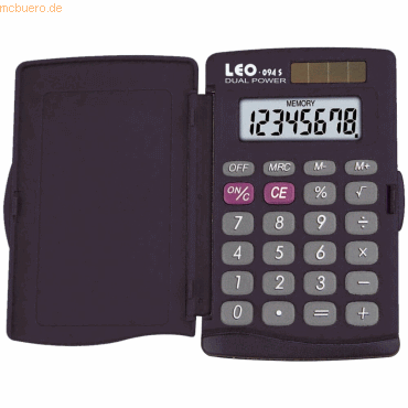 Leo Taschenrechner 8-stellig Batterie/Solar schwarz