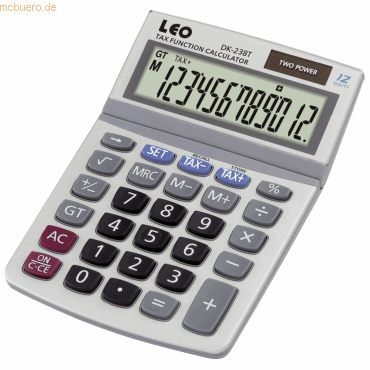 Leo Taschenrechner 12-stellig Batterie/Solar grau