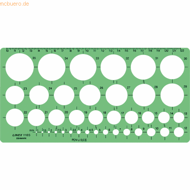 Linex Kreis-Schablone 116S 1-35mm 32 Kreise grün