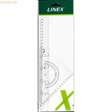 10 x Linex Zeichenset 30cm Lineal, Geometriedreieck, Winkelmesser 18cm