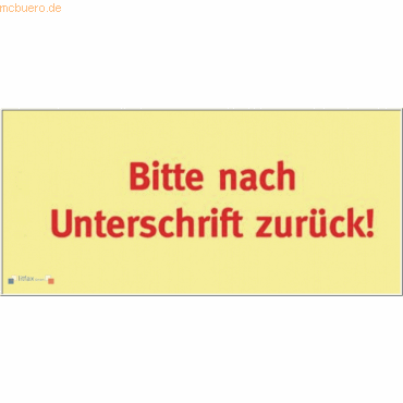 4260184863419 - Haftnotizen bedruckt 1301010141 Business Haftnotizen 1301010141 75x35mm (HxB) gelb Bitte nach Unterschrift zurück rechtec 500 Blatt