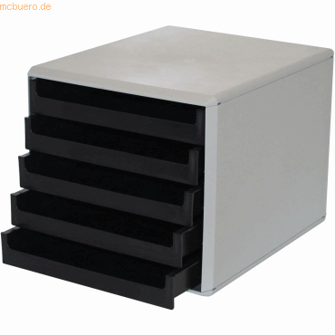 M+M Schubladenbox La Prima 5 Schübe RC-Kunststoff grau/schwarz