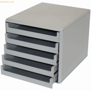 M+M Schubladenbox La Prima 5 Schübe RC-Kunststoff grau/grau