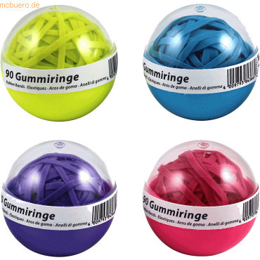 4009793843678 - 12 x Gummiringball VE=90 Stück farbig neon sortiert Schraubdose