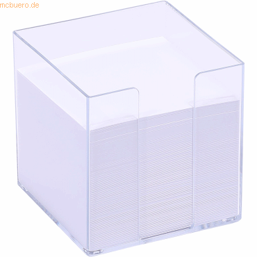 24 x M+M Zettelbox 9,5x9,5x9,5cm 700 Blatt weißes Papier glasklar