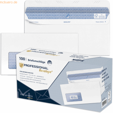 Revelope Briefumschläge Revelope DINlang 90g/qm haftklebend mit Fenste