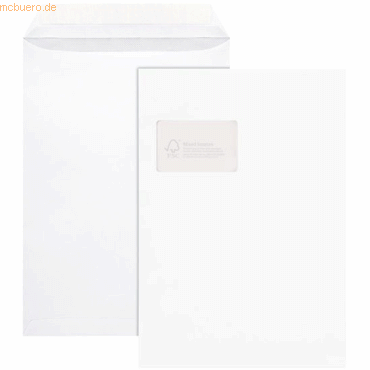 Mailmedia Versandtaschen C4 mit Fenster 100g/qm selbstklebend weiß VE=