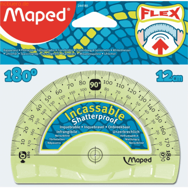 20 x Maped Winkelmesser Flex Halbkreis (180 Grad) 12cm farbig sortiert