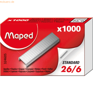 Maped Heftklammern Standard 26/6 galvanisierter Stahl VE=1000 Stück