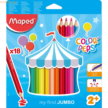 12 x Maped Buntstift Color'Peps Jumbo 4,7 VE=18 Farben Blister