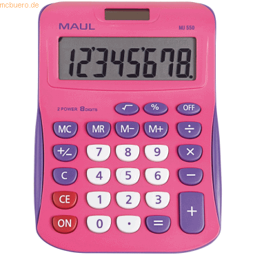 Maul Tischrechner MJ 550 Solar/Batterie 110x25mm pink