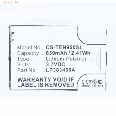 4059612034121 - Akku für Telefunken LP383450A Li-Ion 37 Volt 650 mAh Schwarz