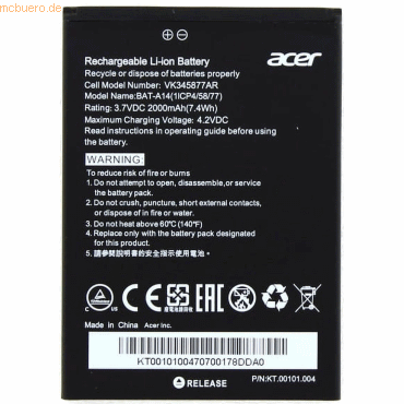 4059612338557 - Akku für Liquid Z6 Li-Ion 37 Volt 2000 mAh schwarz