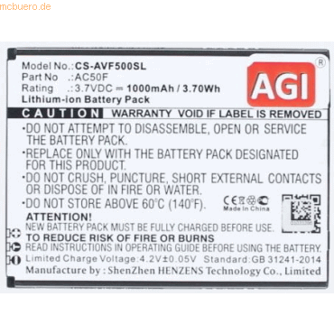4059612580369 - Akku für Archos ARCHOS 50F NEON Li-Ion 37 Volt 1000 mAh schwarz 4059612580369 - Akku für Archos ARCHOS 50F NEON Li-Ion 37 Volt 1000 mAh schwarz