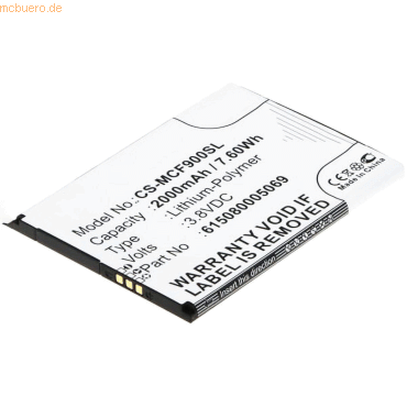 4059612357404 - Akku für Mobistel Cynus F9 Li-Ion 38 Volt 2000 mAh schwarz