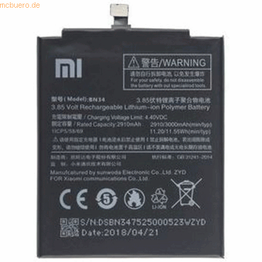 4059612362385 - Akku für Redmi Note 5A Li-Ion 385 Volt 3000 mAh Schwarz