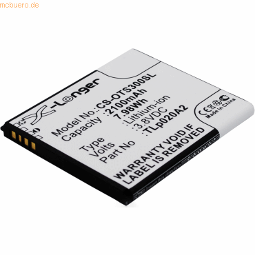 4059612378126 - Akku für Alcatel TLp020A2 TLi020A1 Li-Ion 38 Volt 2100 mAh schwa