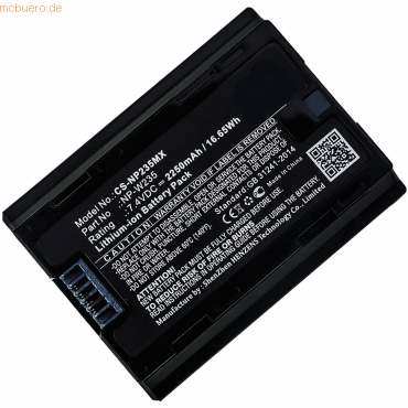 4059612399855 - Akku für Fujifilm NP-W235 Li-Ion 72 Volt 2250 mAh Schwarz