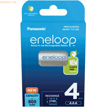 Panasonic Akku für Panasonic eneloop AAA NiMH 1,2 Volt 800 mAh weiß