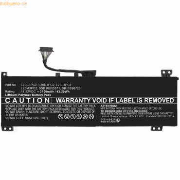 4059612646508 - Akku für Ibm L20C3PC2 Li-Ion 1152 Volt 3750 mAh schwarz