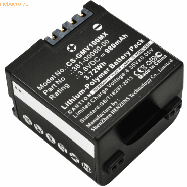 4021499369580 - Akku für Garmin VIRB X Li-Pol 38 Volt 980 mAh schwarz