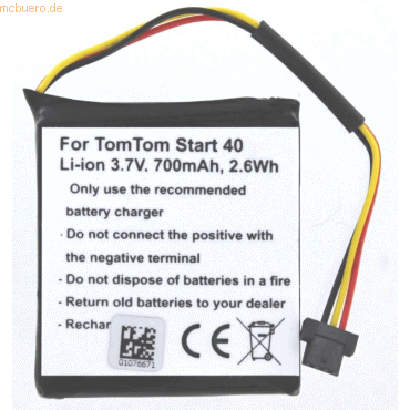 4021499398856 - Akku für Tomtom START 40 EUROPE Li-Ion 37 Volt 700 mAh schwarz