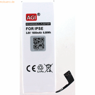 4021499404236 - Akku für Apple IPHONE SE Li-Pol 37 Volt 1600 mAh schwarz