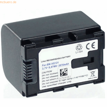 4021499574205 - Akku für Jvc BN-VG121 Li-Ion 37 Volt 2670 mAh Schwarz