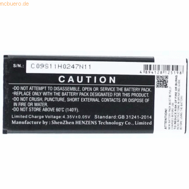 4021499584419 - Akku für Alcatel Pixi 4(4) 4034D Li-Ion 37 Volt 1200 mAh Schwarz