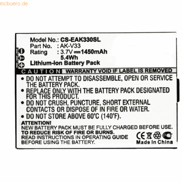 4021499584631 - Akku für Emporia AK-V33 Li-Ion 37 Volt 1450 mAh Schwarz