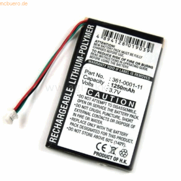 4021499660816 - Akku für Garmin nüvi 250 Li-Pol 37 Volt 1250 mAh schwarz