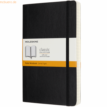 Moleskine Notizbuch Large A5 liniert 200 Blatt Softcover schwarz