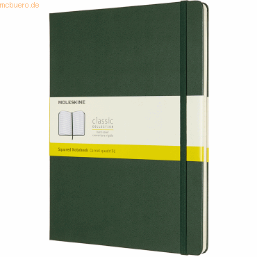 Moleskine Notizbuch XL 19x25cm kariert Hardcover 96 Blatt myrtengrün