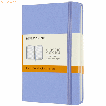 Moleskine Notizbuch Pocket A6 liniert Hardcover 96 Blatt hortensienbla