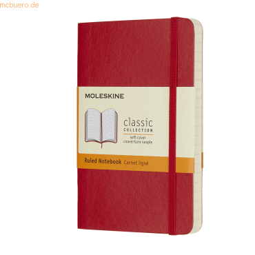 Moleskine Notizbuch Pocket A6 liniert Softcover scharlachrot