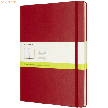 Moleskine Notizbuch XL 19x25cm blanko Hardcover 96 Blatt scharlachrot