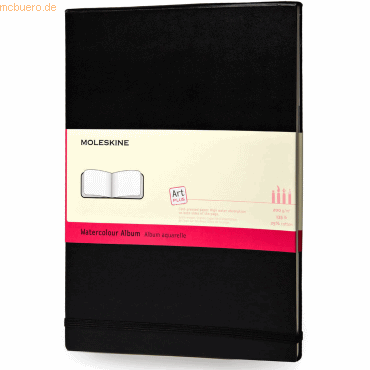 Moleskine Notizbuch Aquarellpapier A4 200g/qm 30 Blatt Hardcover schwa