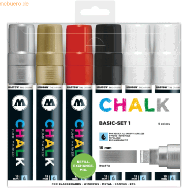 4250397623214 - Kreidemarker CHALK 15mm 6er Etui Basic Set 1 sortiert 4250397623214 Molotow