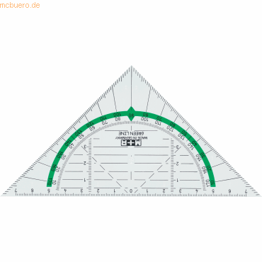 10 x M+R Geometrie-Dreieck Green Line 16cm glasklar grün hinterlegt