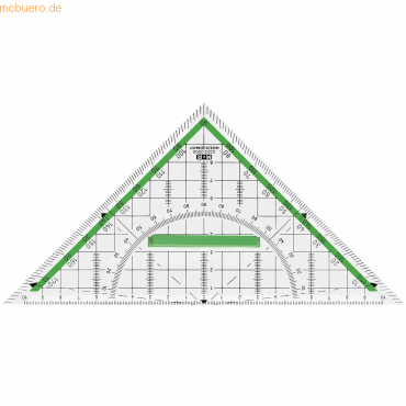 10 x M+R Geometrie-Dreieck 25cm PS glasklar grün hinterlegt