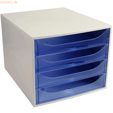 9002493423343 - Schubladenbox mit 4 Schubladen EcoBox Kunststoff Hellgrau Blau 284 x 348 x 234 cm