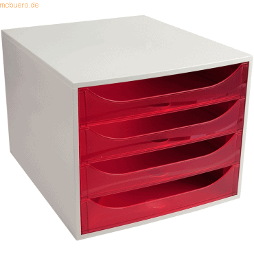 9002493423350 - Schubladenbox mit 4 Schubladen Big Box Kunststoff Hellgrau Rot 284 x 348 x 234 cm 9002493423350 - Schubladenbox mit 4 Schubladen Big Box Kunststoff Hellgrau Rot 284 x 348 x 234 cm