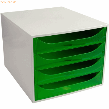 9002493423367 - Schubladenbox mit 4 Schubladen EcoBox Kunststoff Hellgrau Grün 284 x 348 x 234 cm 9002493423367 - Schubladenbox mit 4 Schubladen EcoBox Kunststoff Hellgrau Grün 284 x 348 x 234 cm