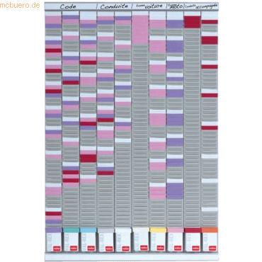 Nobo Projektplaner Set für T-Karten Gr. 2 Aluminium 10 Spalten 54 Fäch