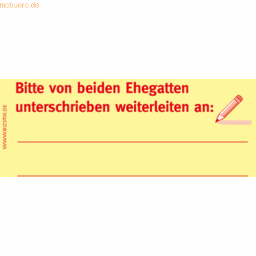 4260184863044 - Haftnotizen bedruckt 1301010104 Business Haftnotizen 1301010104 75x35mm (HxB) gelb Bitte von beiden Ehegatten unterschriebe 500 Blatt