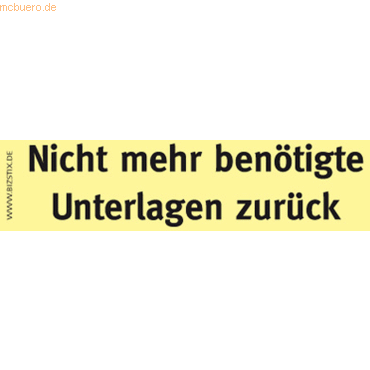 4260184863082 - Haftnotizen bedruckt 1301010108 Business Haftnotizen 1301010108 75x35mm (HxB) gelb Nicht mehr benötigte Unterlagen zurück 500 Blatt