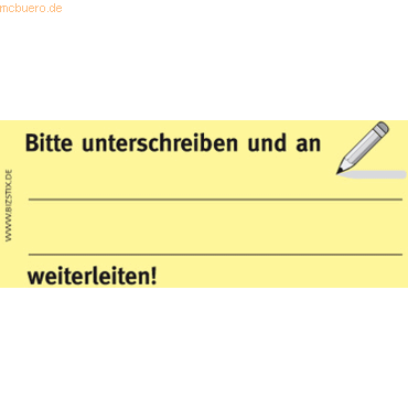 4260184863112 - Haftnotizen bedruckt 1301010111 Business Haftnotizen 1301010111 75x35mm (HxB) gelb Bitte unterschreiben und an weiterlei 500 Blatt