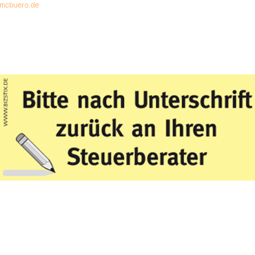 4260184863129 - Haftnotizen bedruckt 1301010112 Business Haftnotizen 1301010112 75x35mm (HxB) gelb Bitte nach Unterschrift zurück an Ihren  500 Blatt