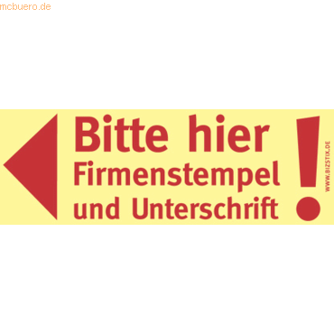 4260184863259 - Haftnotizen bedruckt 1301010125 Business Haftnotizen 1301010125 75x35mm (HxB) gelb Bitte hier Firmenstempel und Unterschrif 500 Blatt